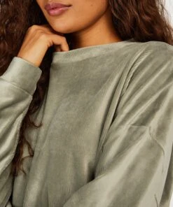 Langärmeliges Top Velours Rib -Mode Dessous Geschäft 201696 2