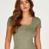 Kurzärmeliges Pyjama-Top Henley -Mode Dessous Geschäft 201797 1 1