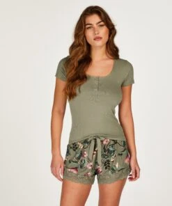 Kurzärmeliges Pyjama-Top Henley 10 Kurzärmeliges Pyjama-Top Henley -Mode Dessous Geschäft 201797 3 1